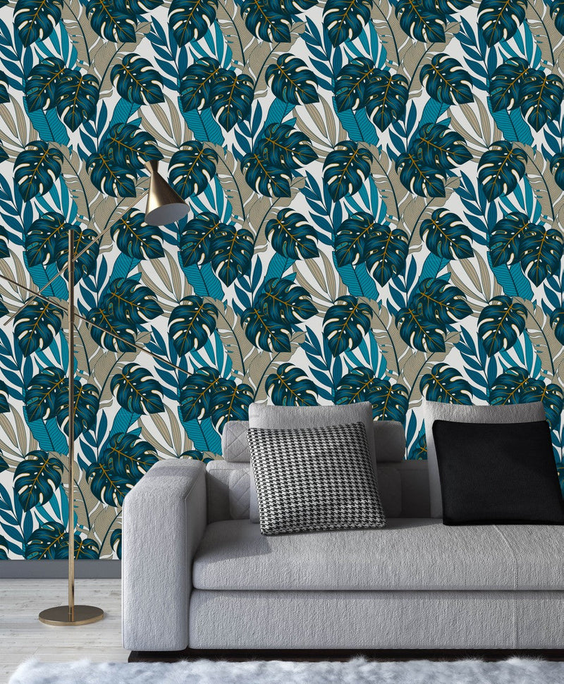 Dark Blue Monstera Wallpaper