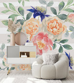 Beige and Pink Floral Wallpaper