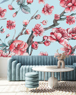 Blue Wallpaper with  Sakura Tree