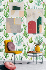 Cacti on White Background Wallpaper