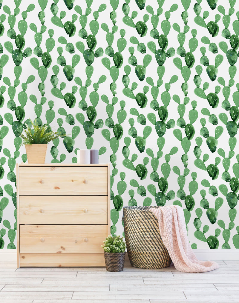 Contemporary Cacti Pattern Wallpaper Chic