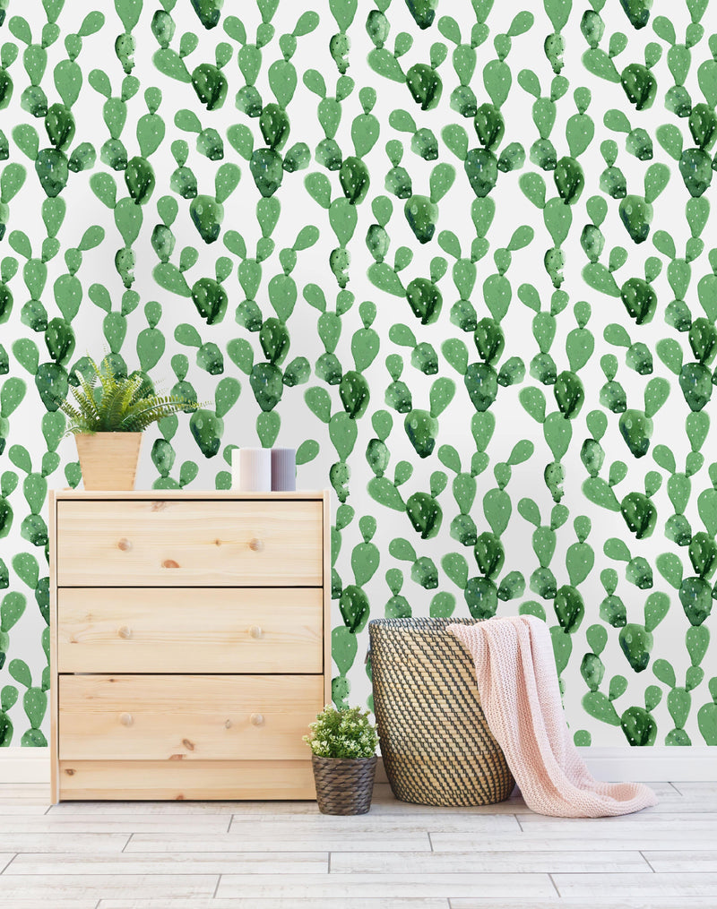 Contemporary Cacti Pattern Wallpaper Chic