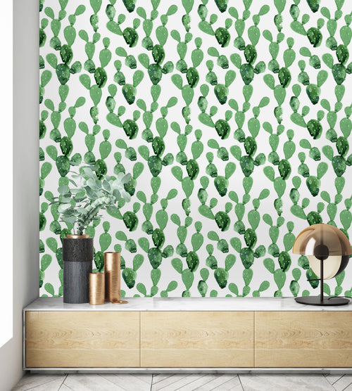 Contemporary Cacti Pattern Wallpaper Chic