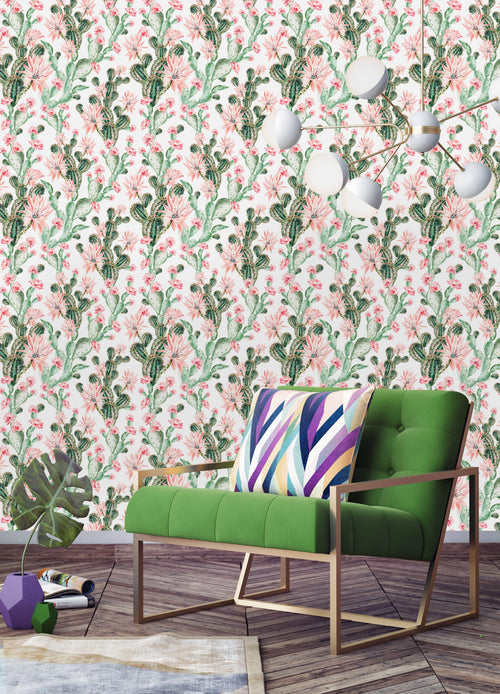 Fashionable Cactus Pattern Wallpaper Chic