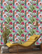 Cactus with Poppy Flowers Wallpaper