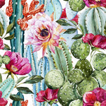 Cactus with Poppy Flowers Wallpaper