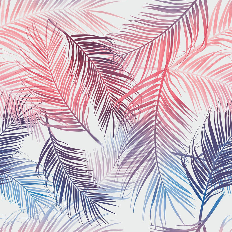 Pink and Blue Exotic Leaves Wallpaper