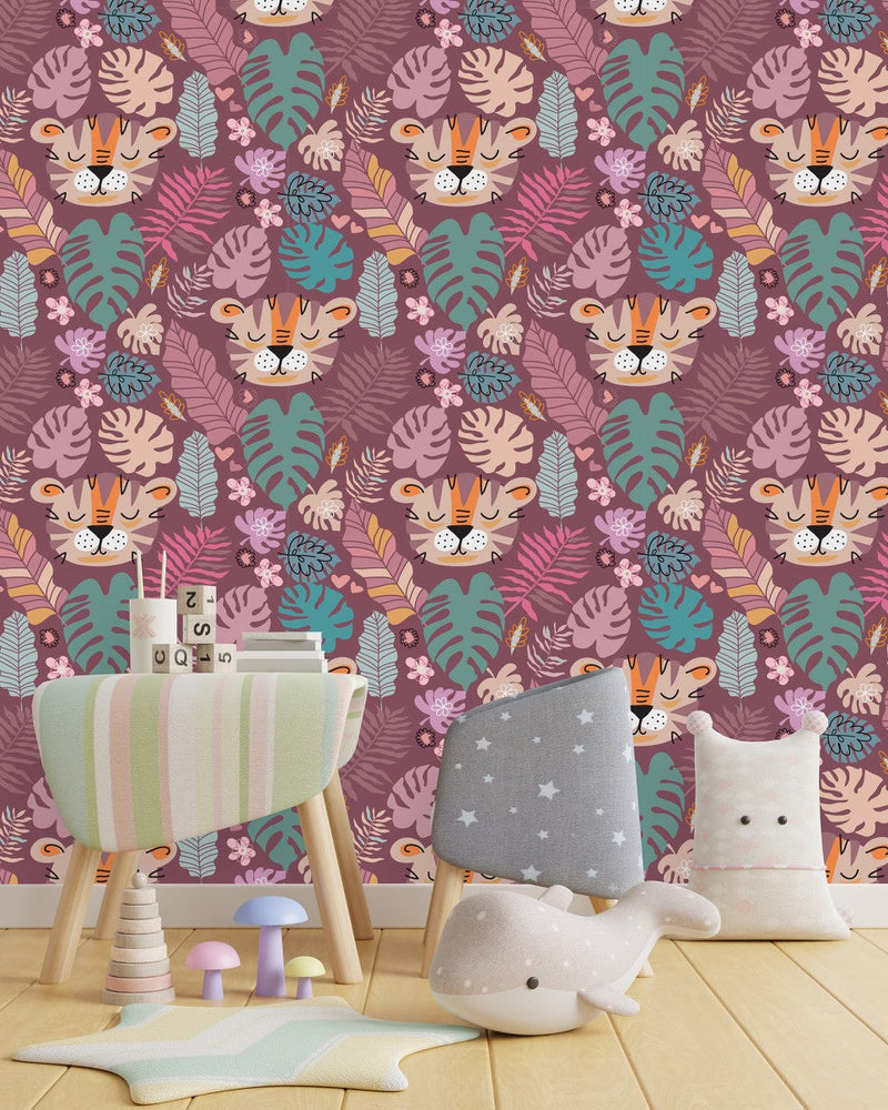 Fashionable Tigers Pattern Wallpaper