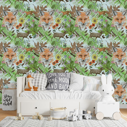Stylish Foxes Pattern Wallpaper