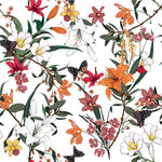 White Wallpaper with Lilies