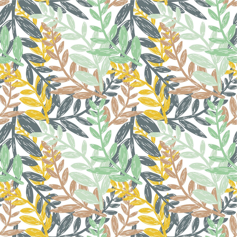 Contemporary Hand Drawn Leaves Wallpaper Tasteful