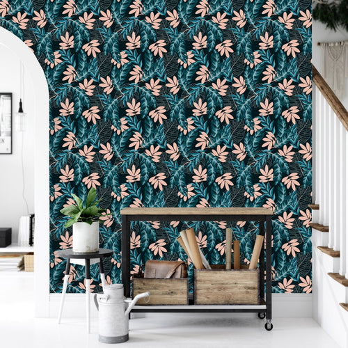 Fashionable Dark Wallpaper with Leaves Vogue
