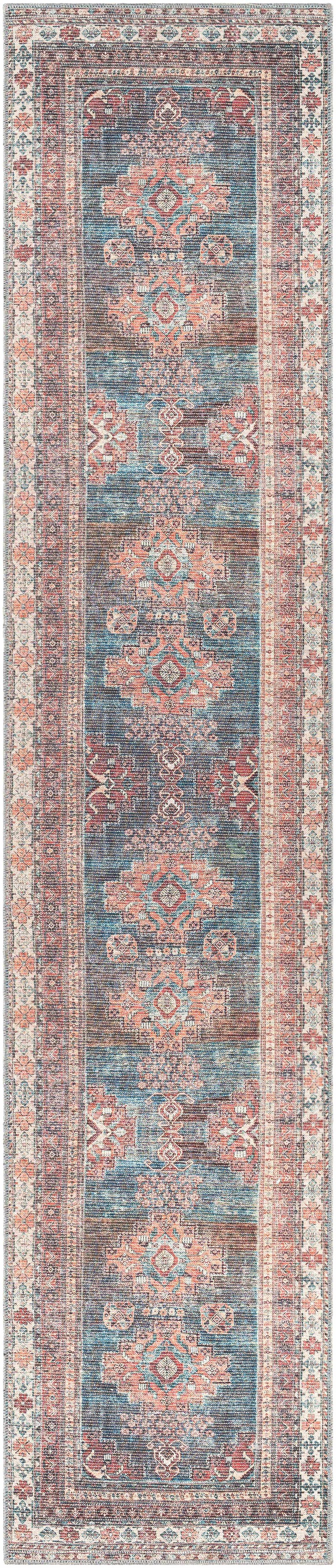 Baltinglass Rust & Blue Washable Area Rug