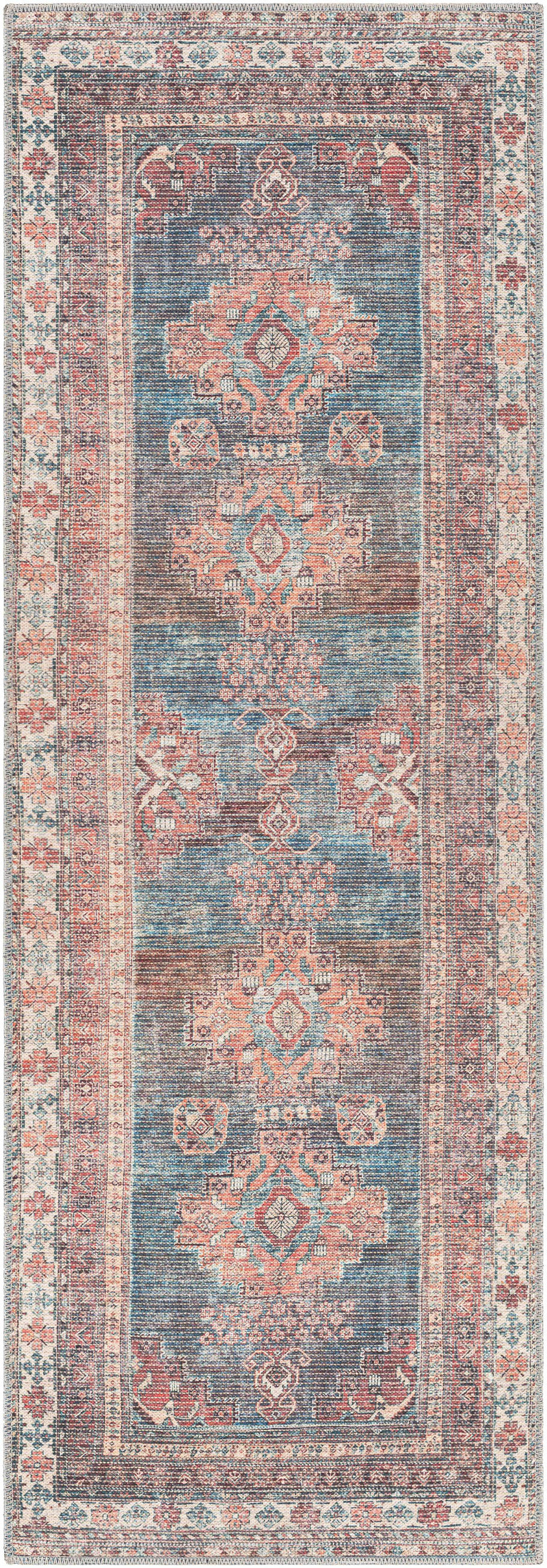 Baltinglass Rust & Blue Washable Area Rug