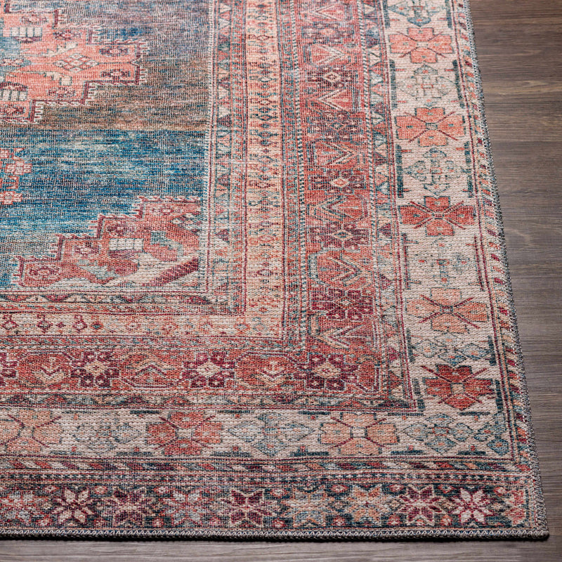 Baltinglass Rust & Blue Washable Area Rug