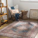 Baltinglass Rust & Blue Washable Area Rug