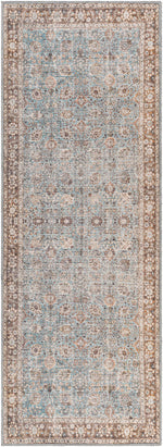 Brown Blue Dauis Vintage Washable Rug