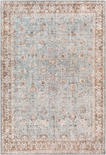 Brown Blue Dauis Vintage Washable Rug