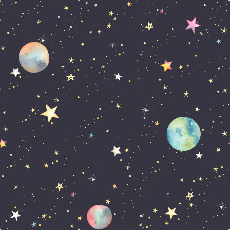 Colorful Stars and Planets Wallpaper