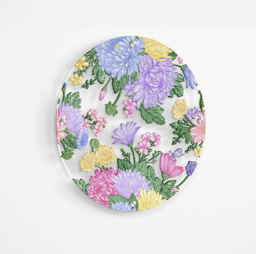 Asters Pattern Printed Transparent Acrylic Circle