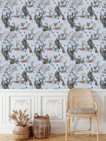 Contemporary Blue Peacocks Wallpaper Tasteful