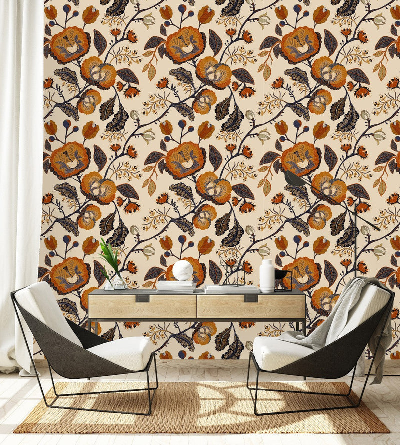 Brown Floral Wallpaper