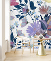 Contemporary Purple Flowers Wallpaper