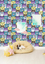 Cute Cats Colorful Seamless Pattern Wallpaper