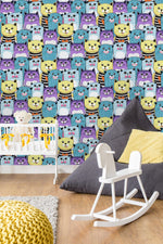 Cute Cats Colorful Seamless Pattern Wallpaper