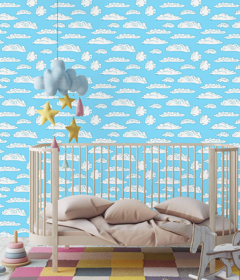 Cute Clouds Pattern Wallpaper