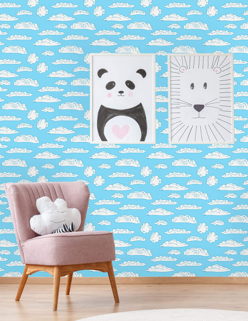 Cute Clouds Pattern Wallpaper