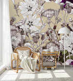 Stylish Modern Beige Floral Wallpaper