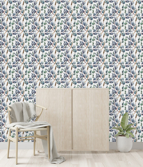 Blue and Green Leaves Wallpaper