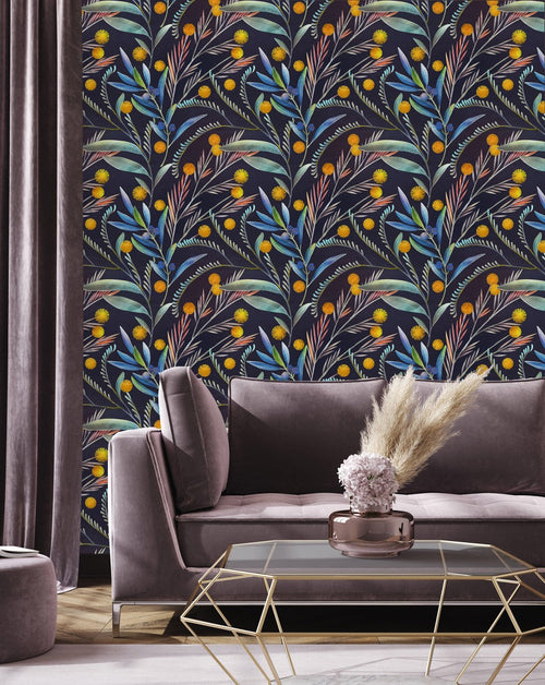 Stylish Leaves on Dark Wallpaper Vogue