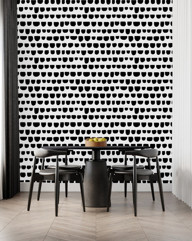 Black Pattern on White Wallpaper