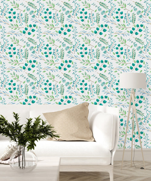 Contemporary Green Leaves Wallpaper Vogue