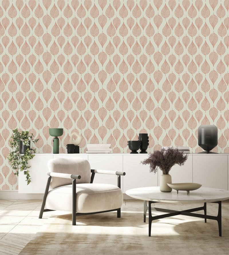 Fashionable Leaves Pattern Wallpaper Vogue