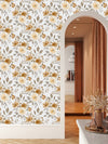Beige and Brown Flowers Wallpaper