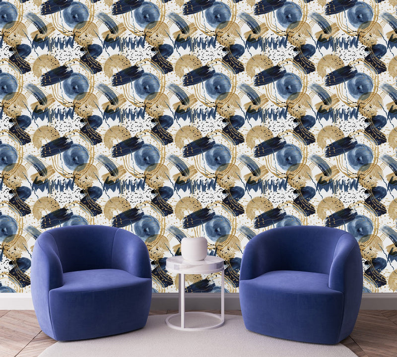 Blue and Gold Color Wallpaper
