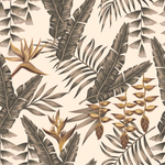 White Wallpaper with Palm Leaves