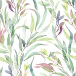 Modish Leaves on White Wallpaper Chic High-Quality