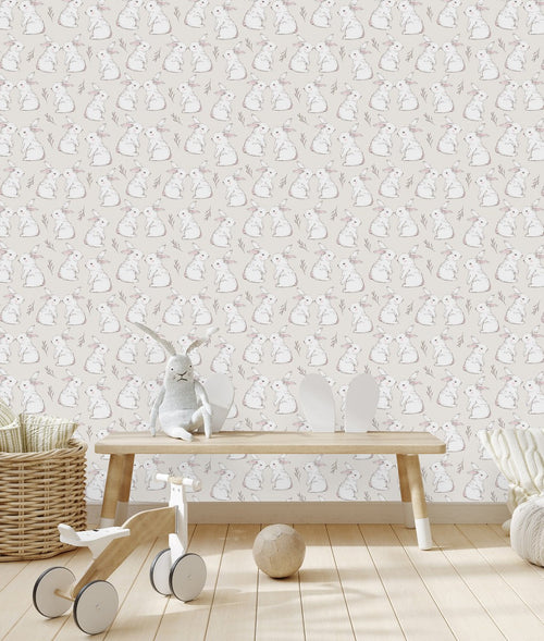 Modish White Hares Wallpaper Smart