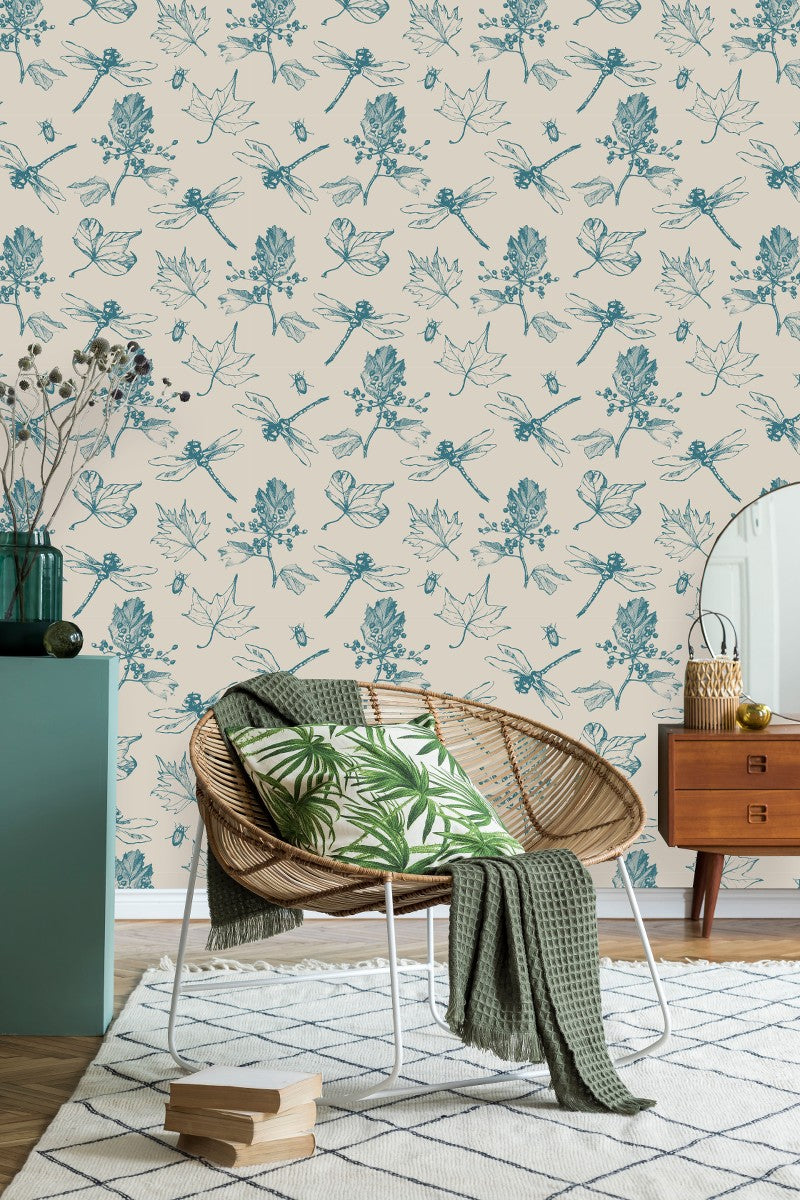 Dragonfly and Leaves Wallpaper