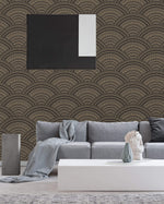Dark Beige and Black Geometric Wallpaper