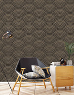 Dark Beige and Black Geometric Wallpaper