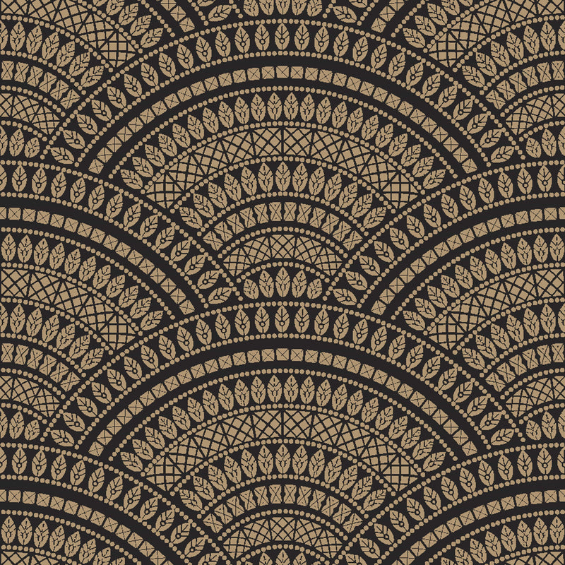 Dark Beige and Black Geometric Wallpaper