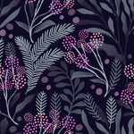 Dark Berries and Leaves Wallpaper