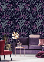 Dark Berries and Leaves Wallpaper