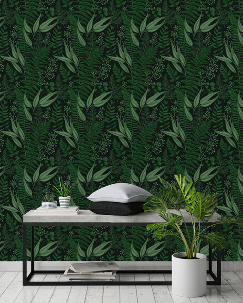 Dark Ferns Leaves Wallpaper