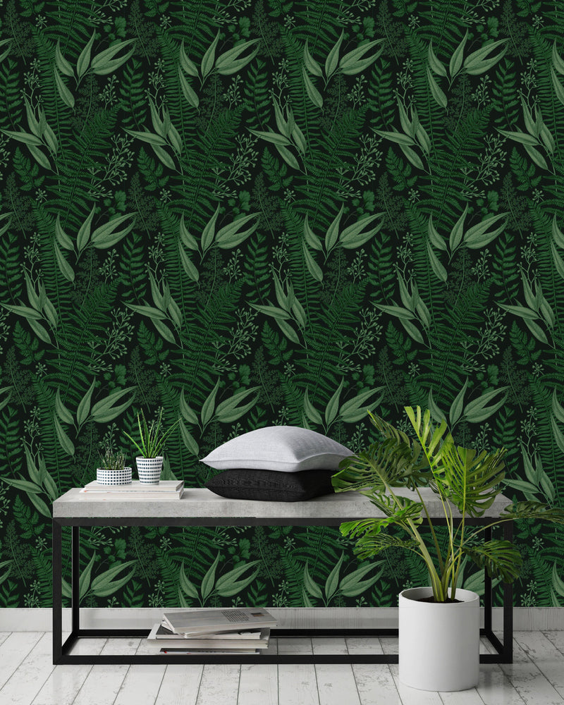 Dark Ferns Leaves Wallpaper